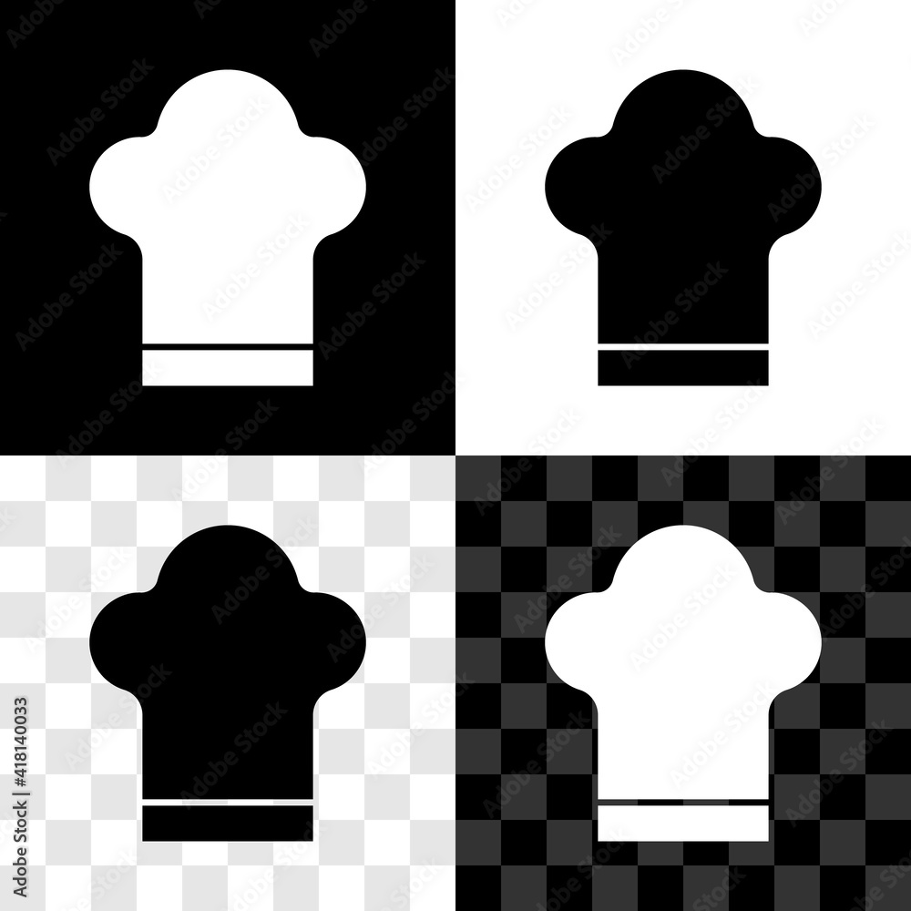 发光的霓虹灯厨师帽图标隔离在黑色背景上。烹饪符号。厨师帽。矢量。