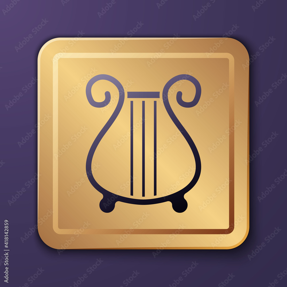 紫色古希腊七弦琴图标孤立在紫色背景上。古典乐器，orhestra s