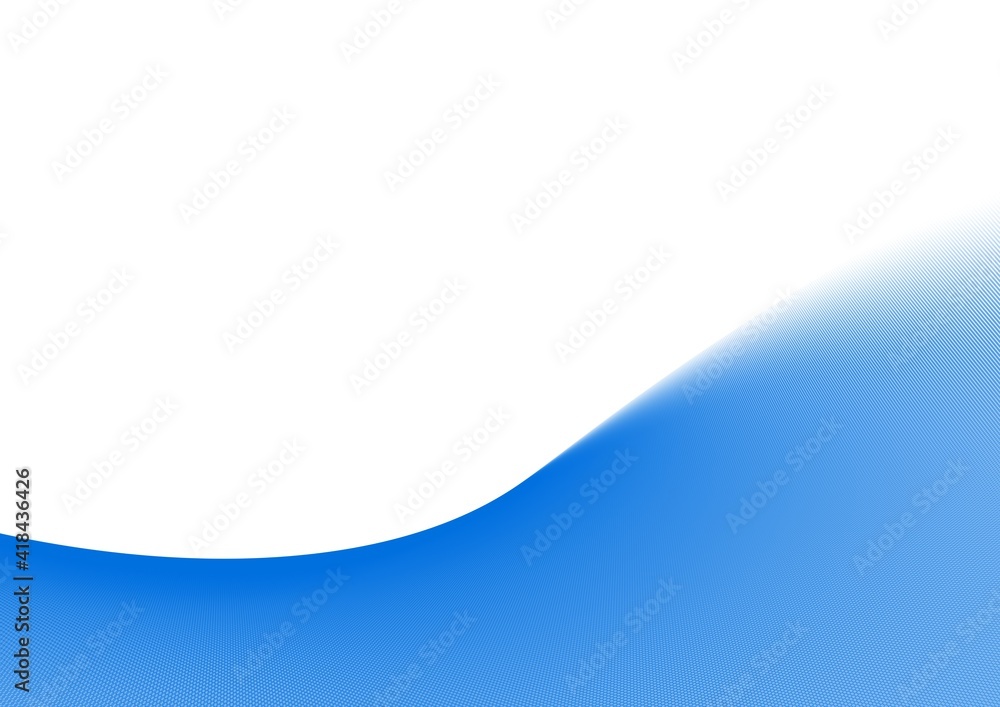 白色复制空间背景上抽象蓝色曲线或波浪的构图