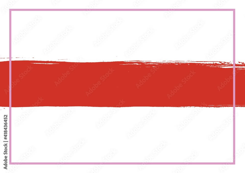 Red painted stripe on white background with copy space with pink frame