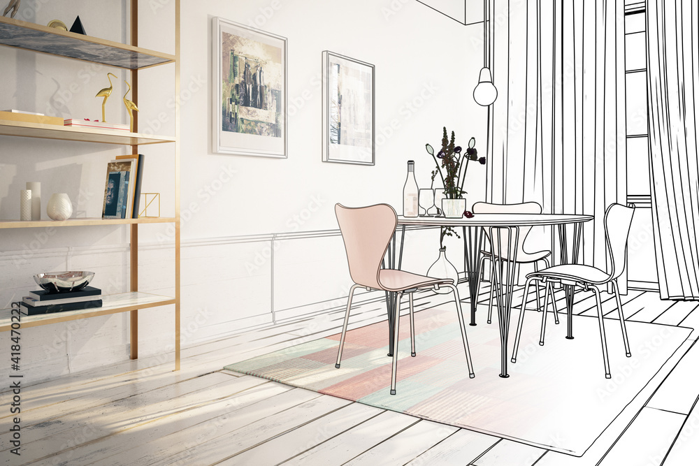 简单餐厅家具设计（草案）——3D可视化