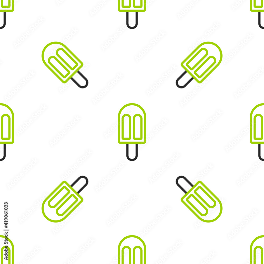 Line Ice cream icon isolated seamless pattern on white background. Sweet symbol. Vector Illustration