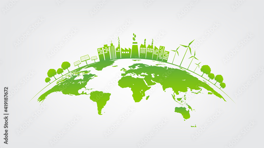 地球上绿色城市的生态理念，世界环境与可持续发展理念，vec