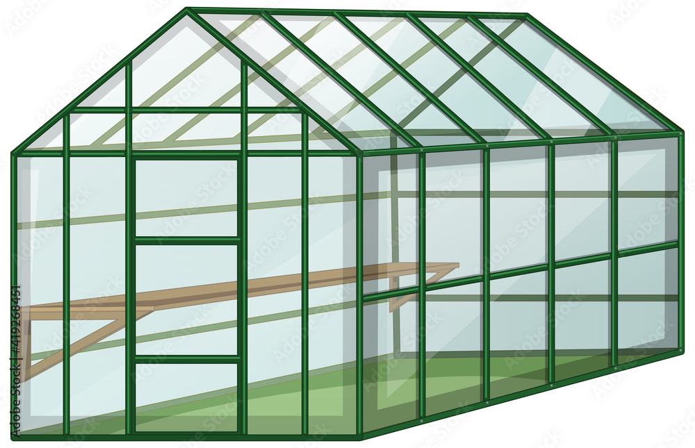 白色背景玻璃墙的空温室