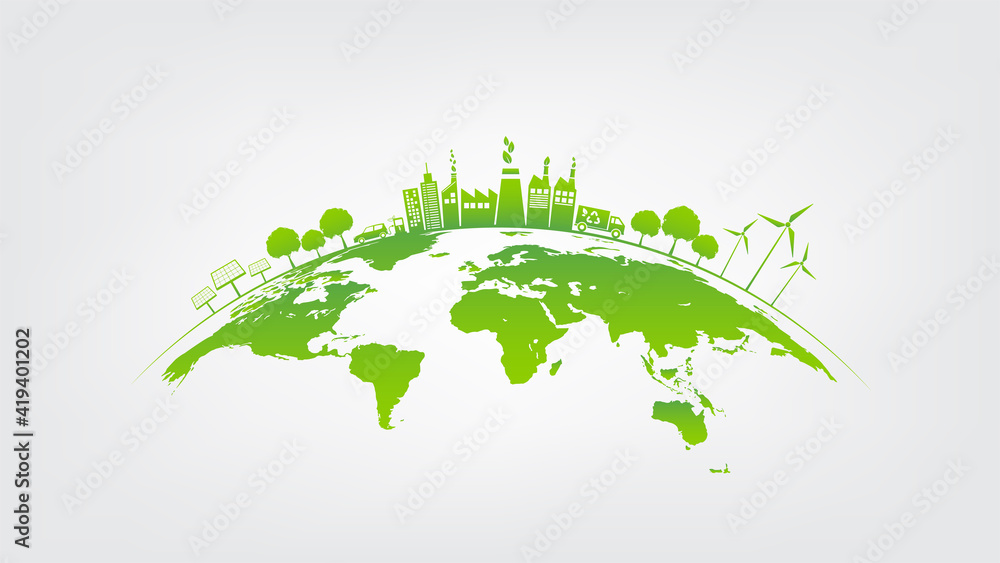 地球上的绿色城市、世界环境和可持续发展理念的生态理念