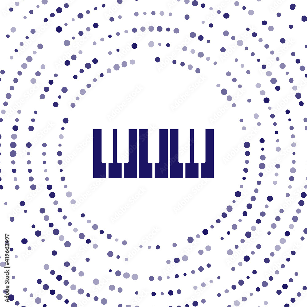 Blue Music synthesizer icon isolated on white background. Electronic piano. Abstract circle random d