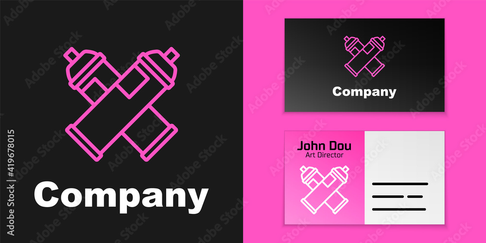 粉红色线条喷漆可以在黑色背景上隔离图标。徽标设计模板元素。矢量。