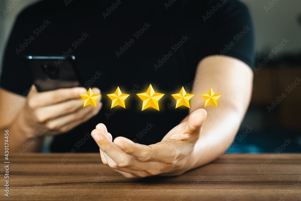 评级和反馈积极的客户评审体验、满意度调查、客户体验合作