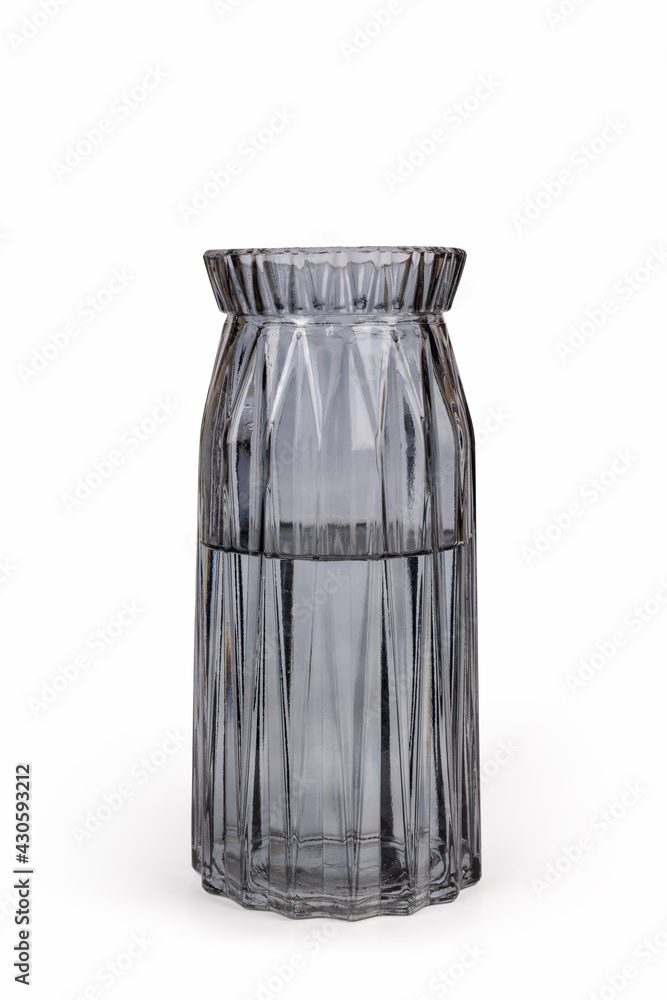 白色隔离的烟灰色玻璃花瓶
