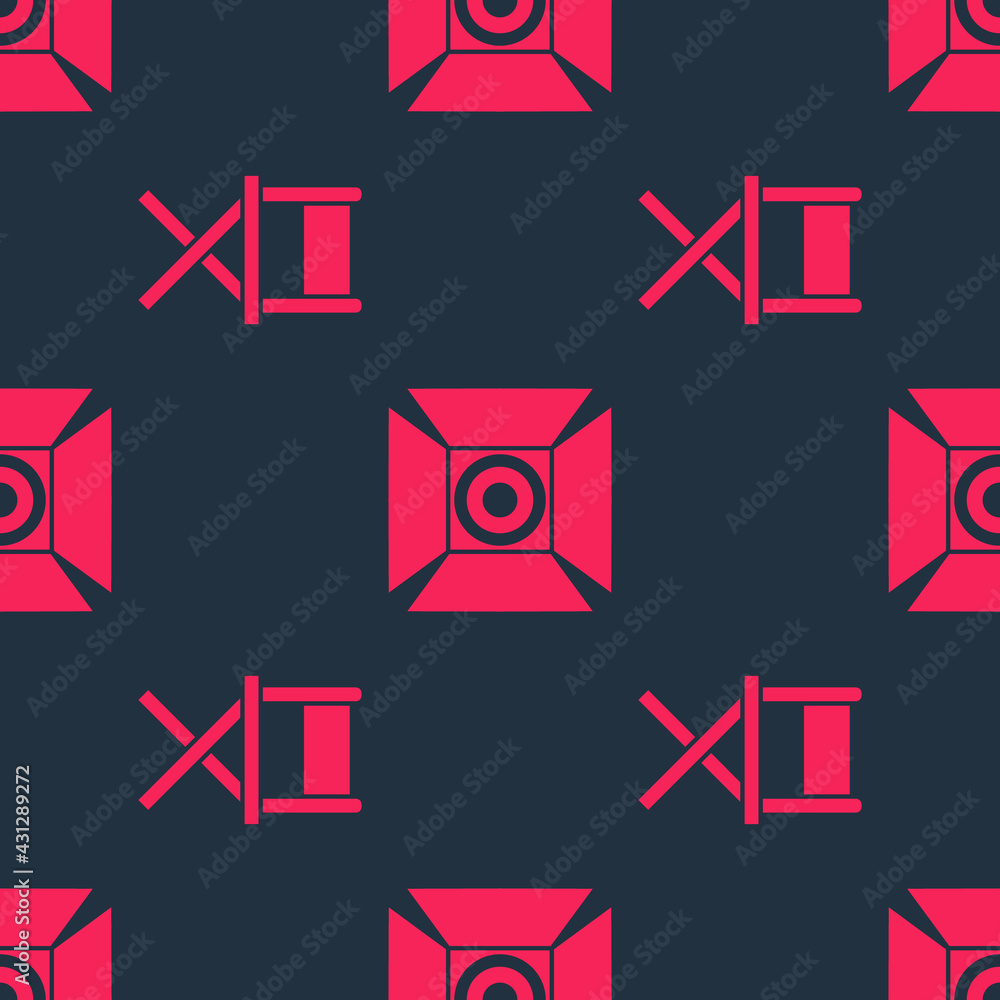 Set Director movie chair and Movie spotlight on seamless pattern. Vector
