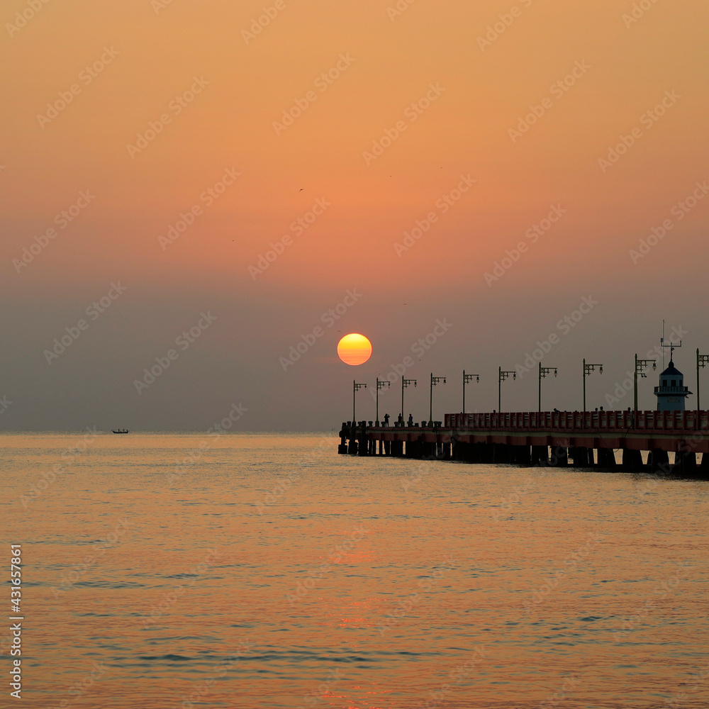  sunrise on the bridge jetty in the middle of the sea