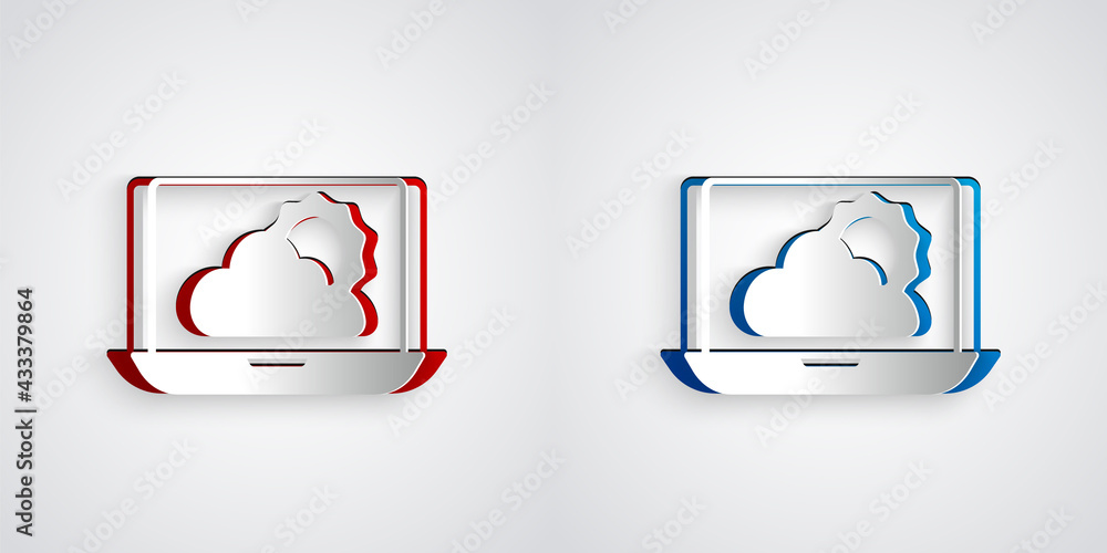Paper cut Weather forecast icon isolated on grey background. Paper art style. Vector