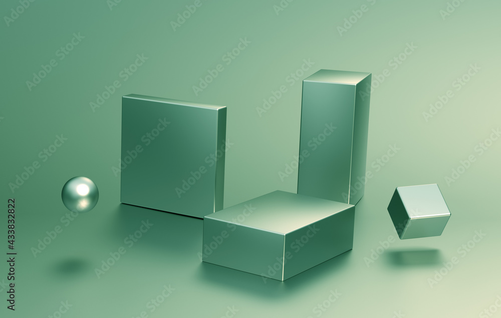 Abstract 3D render of cylinder podiums