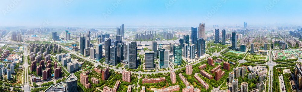 航拍南京河西中央商务区建筑景观