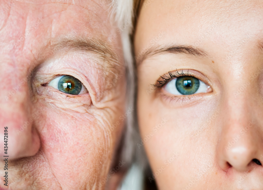 家族一代绿色眼睛遗传学概念