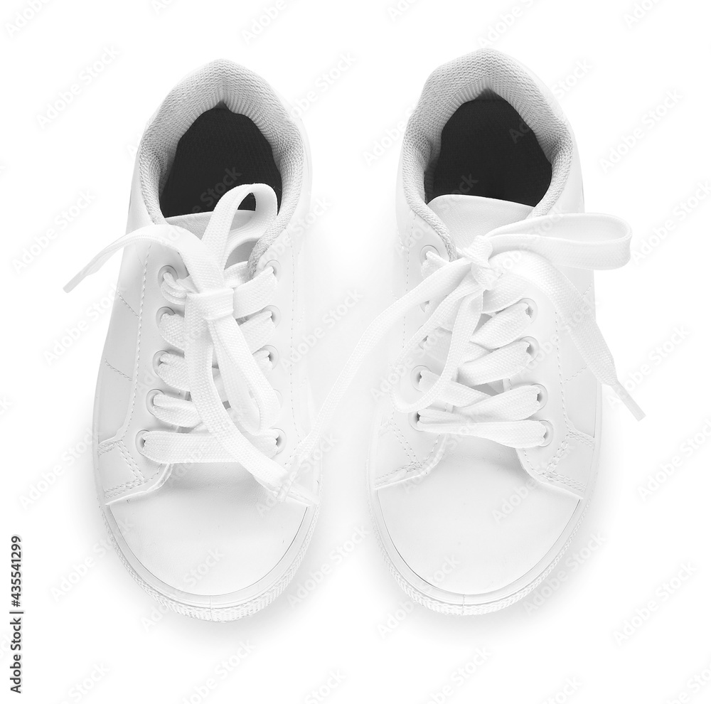Childrens shoes on white background