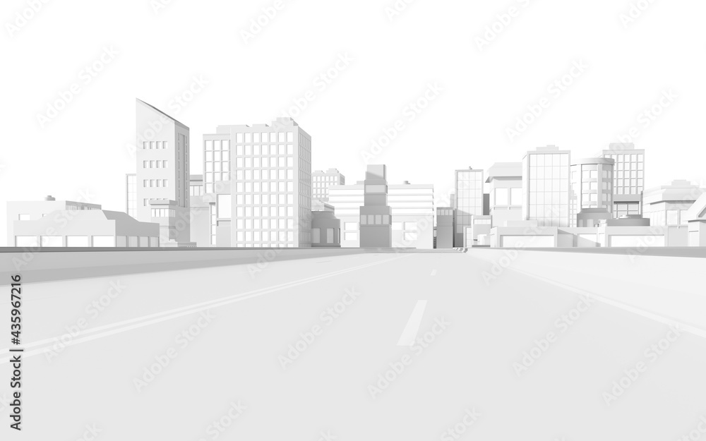 城市道路和数字城市模型，三维渲染。