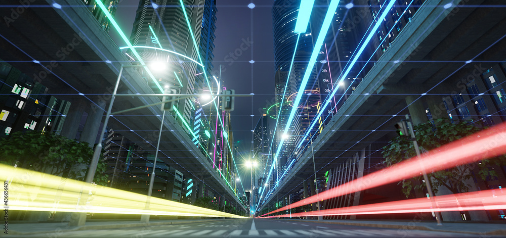 带速度灯数据连接的智能城市