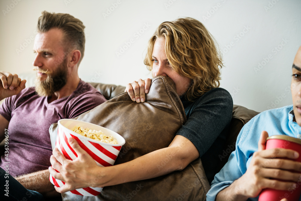 Friends watching movie together