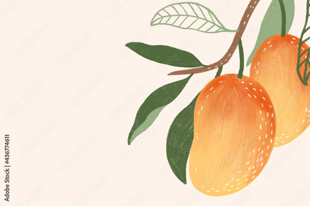 Hand drawn mango social template illustration