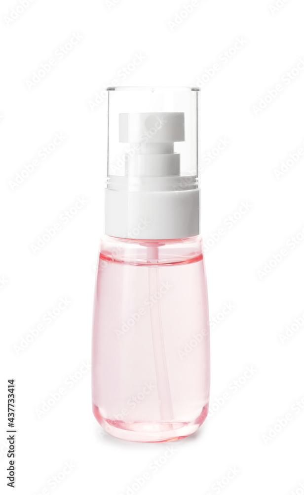 Bottle of natural cosmetics on white background