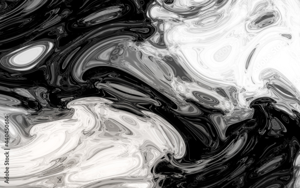 流动的波浪图案，中国水墨风格，3d渲染。