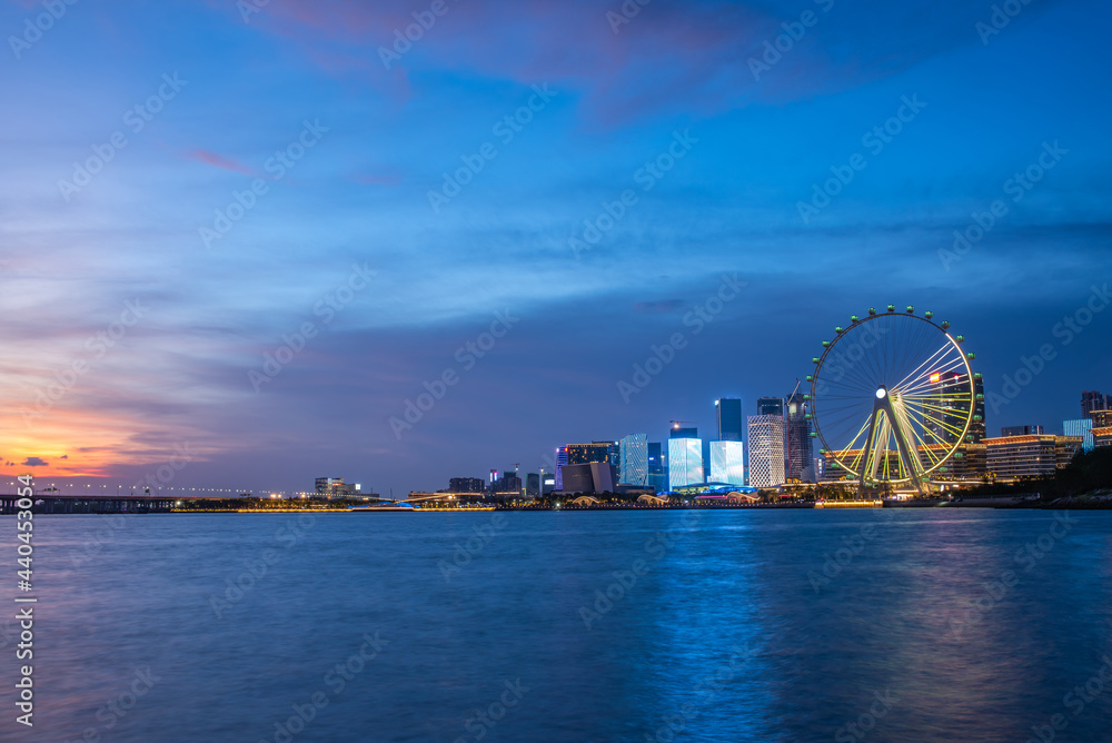 中国深圳前海滨海文化公园夜景
