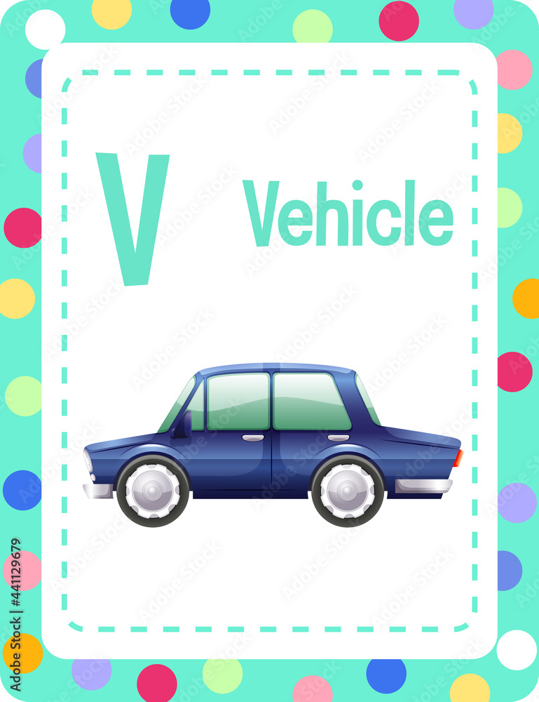 车辆用字母V的字母抽认卡