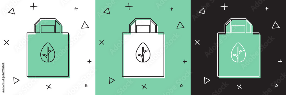 设置带有回收图标的纸质购物袋隔离设置背景。带有回收符号的袋子。矢量