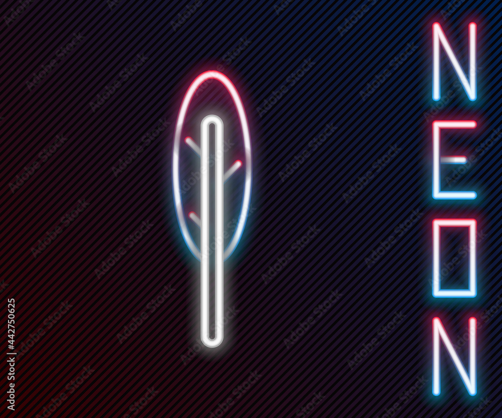Glowing neon line Feather pen icon isolated on black background. Colorful outline concept. Vector