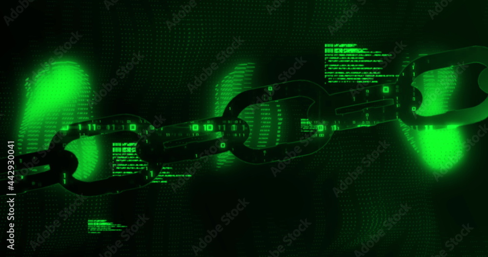 带有数据处理和绿色发光背面链接的数字计算机接口图像gr