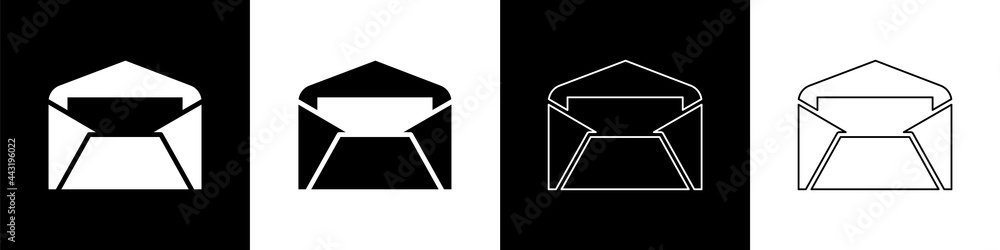 将信封图标隔离在黑白背景上。电子邮件字母符号。矢量照明