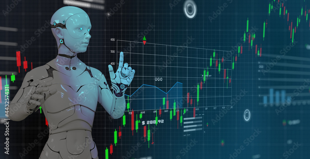 机器人交易图表背景EA专家顾问交易、商业和金融投资f