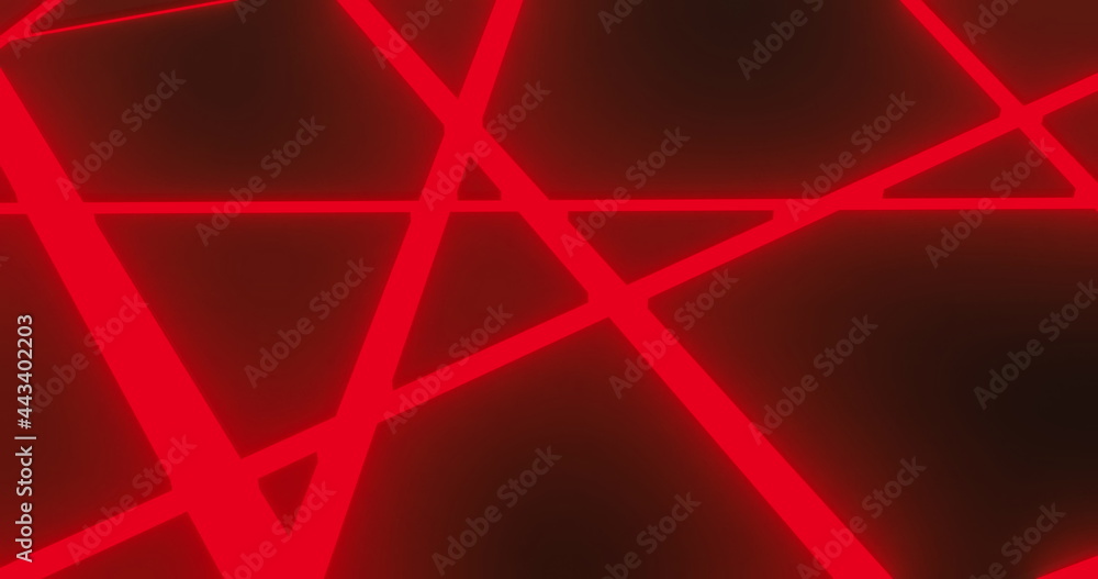 在无缝循环上移动的网格线形成的发光红色图像