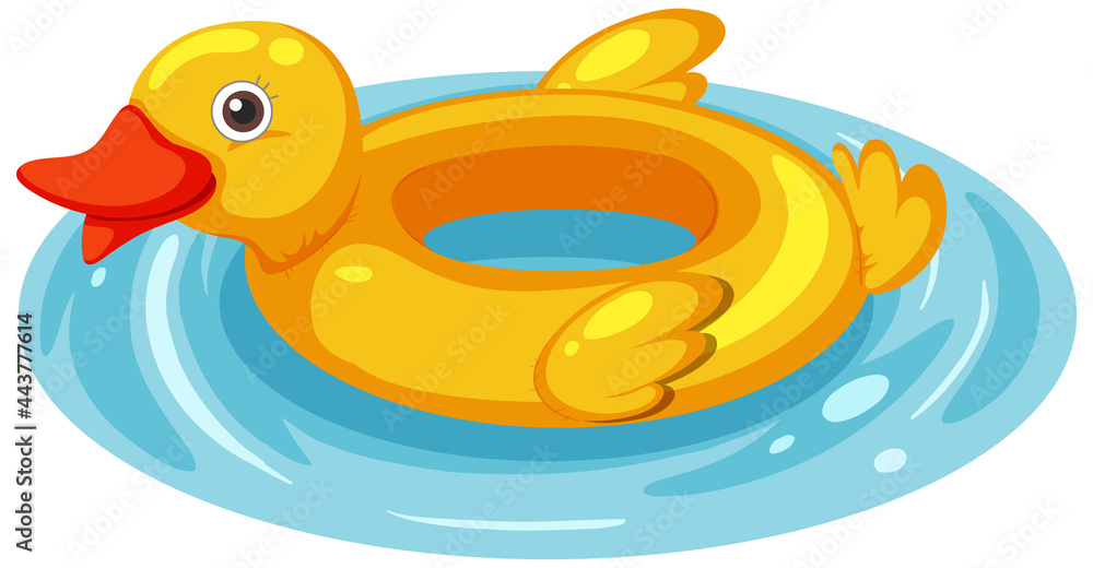 水中隔离的鸭子游泳圈