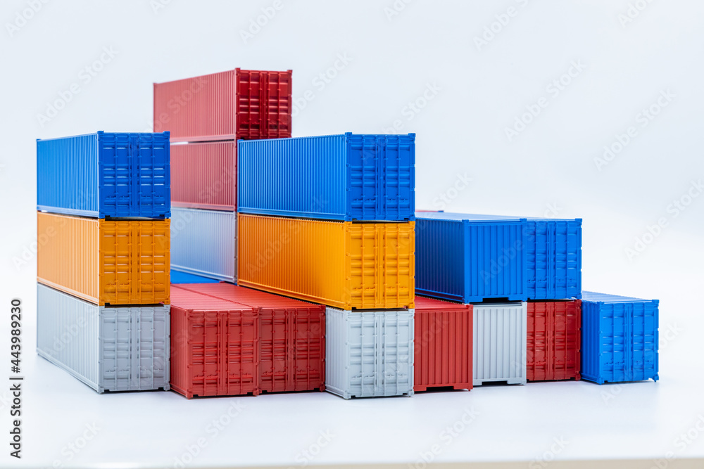 Freight shipping container isolated on white background, Cargo containers global business company in