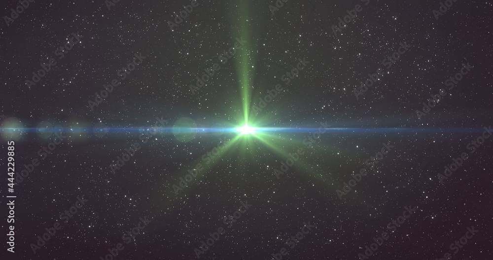 夜空中闪耀的绿色星光