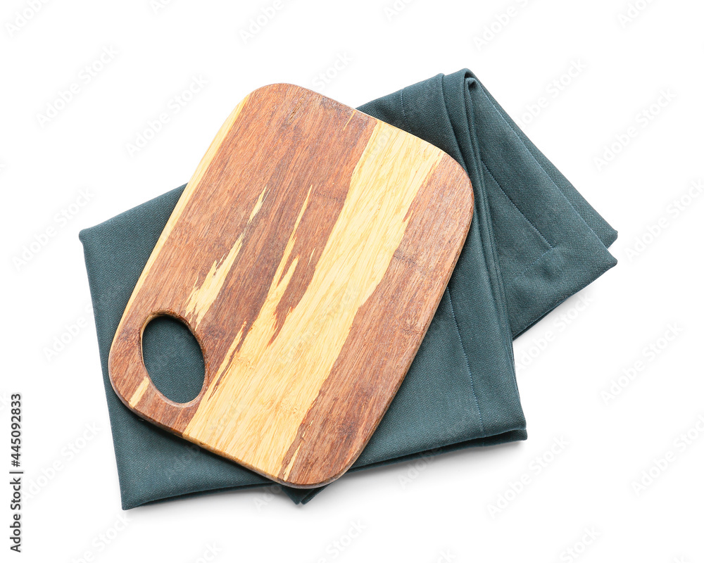 白底布餐巾和木板