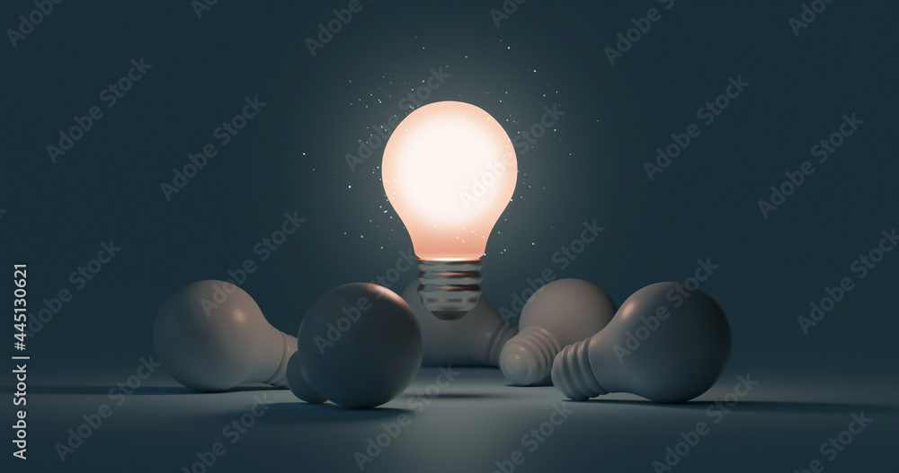 发光的想法灯泡和创新思维成功灵感背后的创意理念