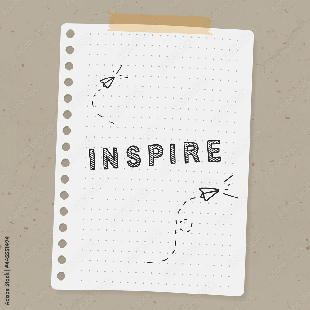 Black inspire typography on a paper vector