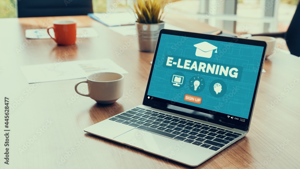 E-learning and Online Education for Student and University Concept. Video conference call technology