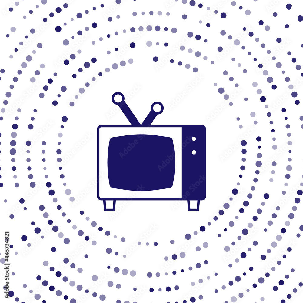 白色背景上的蓝色复古电视图标。电视标志。抽象圆圈随机点。Vecto