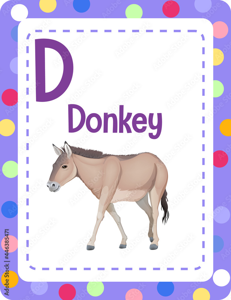 字母D代表驴子的字母抽认卡