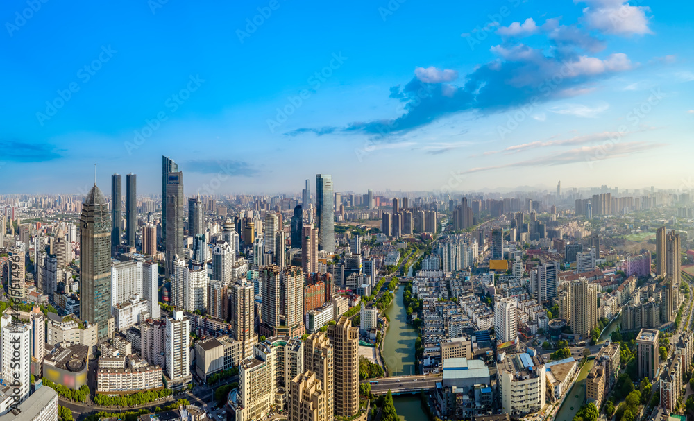 中国无锡城市建筑景观航拍