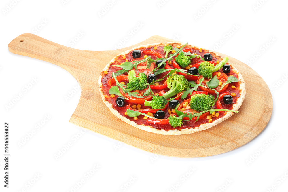 白底美味素食披萨板