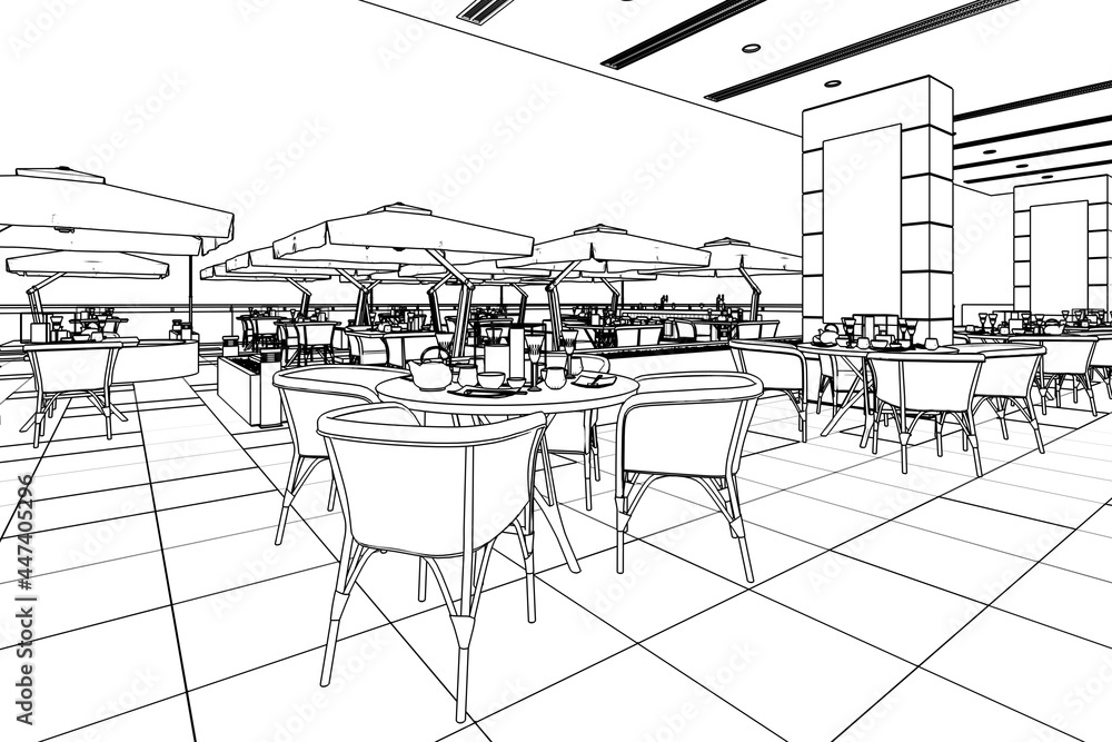Outdoor Terrace Bar & Restaurant (illustration) - 3d visualization