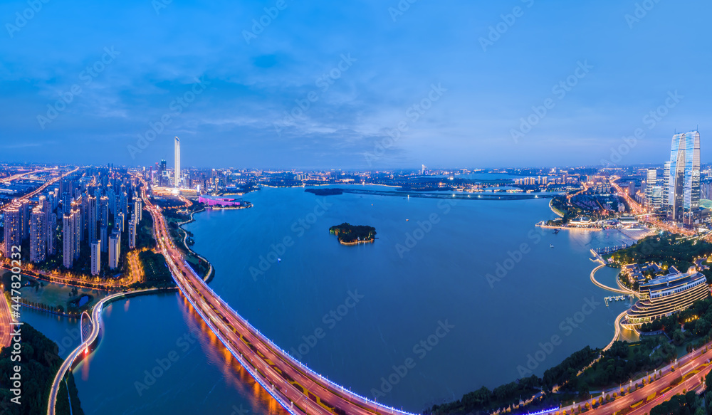 Aerial photography of Suzhou city night view