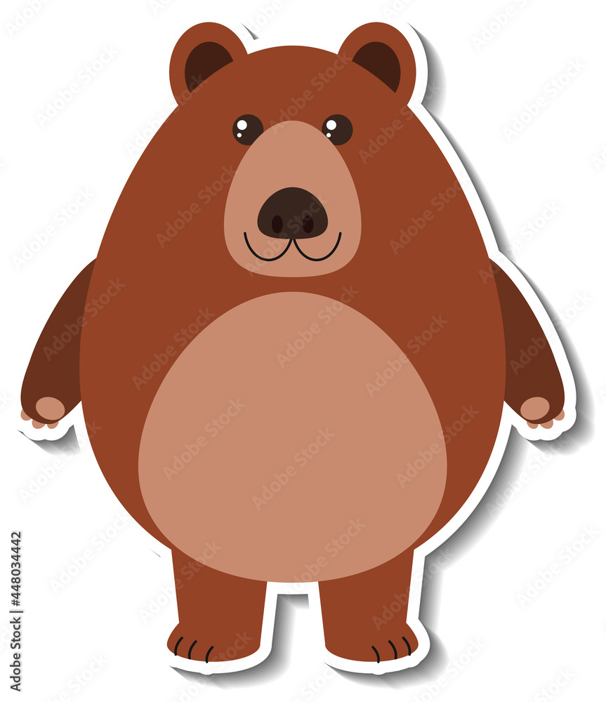 可爱的灰熊卡通动物贴纸