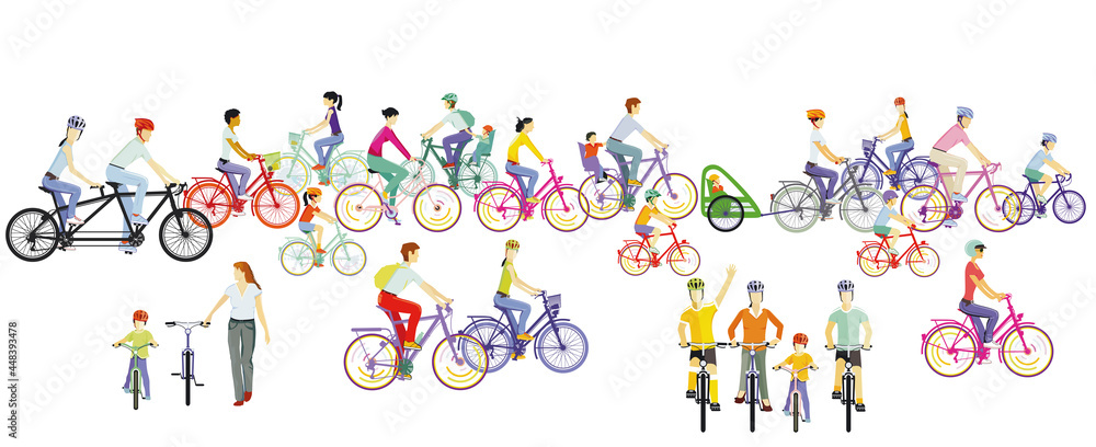 Gruppe von Radfahrer mit dem Fahrrad，插图