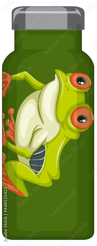 一个青蛙图案的绿色保温瓶